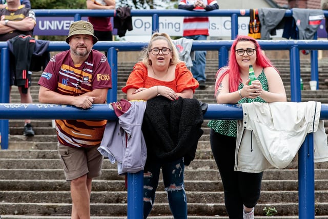 Fans enjoy the Batley v Dewsbury match at the Summer Bash at Headlingley