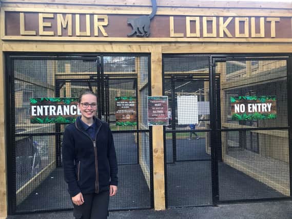 Zookeeper Amy Armitage at Ponderosa Zoo in Heckmondwike, which re-opened last week after the Covid-19 lockdown. The zoo has just unveiled its new Lemur walkthrough enclosure, Lemur Lookout.