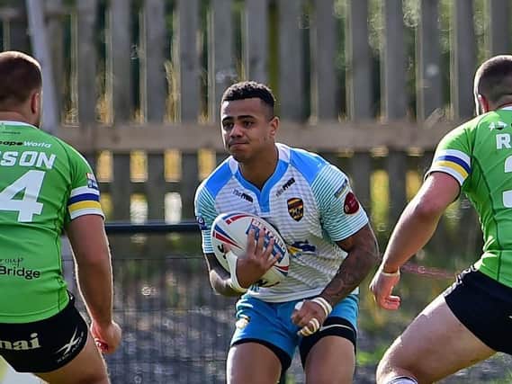 KEY TRIES: Andy Gabriel scored twice at the start of the second half as Dewsbury beat Widnes on Sunday.