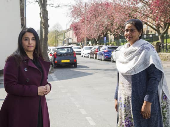 Shamsa Qureshi, left, and Councillor Habiban Zaman, on Warwick Road, Batley Carr
