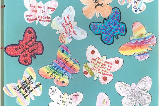 Tributes to Jo Cox from pupils at Warwick Road Primary School in Batley