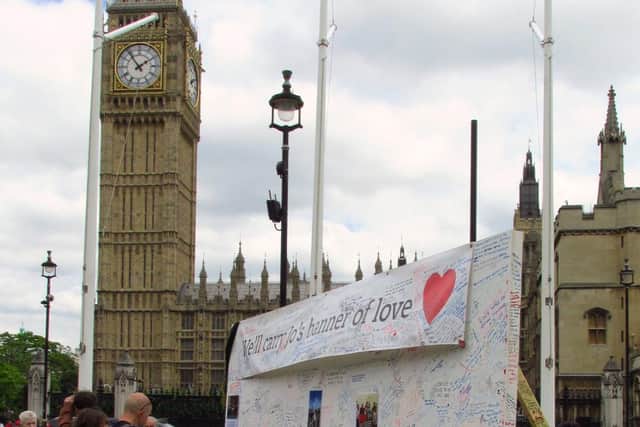 The Jo Cox Memorial Wall in Westminster. Photo by David Holt
