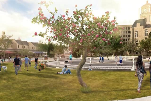 The new Dewsbury Town Park aims to create a 'green haven' in the town centre