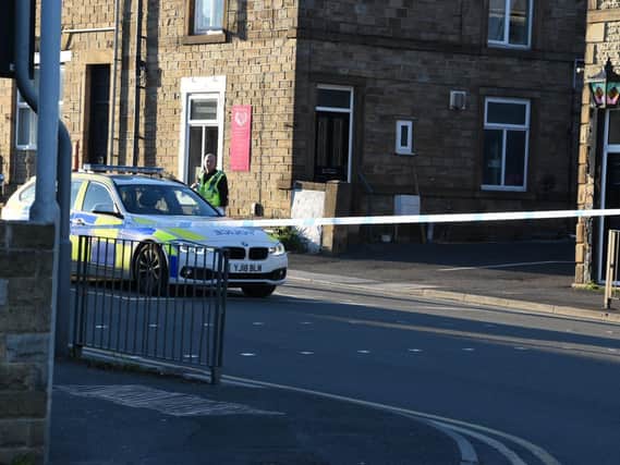 Police at the scene of the collision at the Butchers Arms traffic lights, Staincliffe, on Wednesday (May 19). Photo by Mike Clark