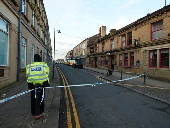 A police cordon in place on Commercial Street, Batley in December 2019