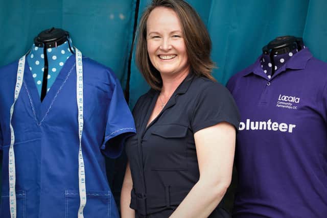 Amy, of Thornhill, helped to make scrubs for frontline health workers