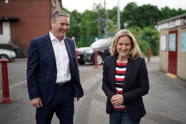 Sir Keir and Ms Leadbeater during a visit to Batley. Photo: Getty Images