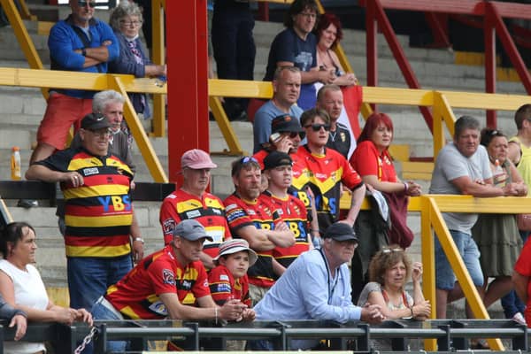 WATCHING ON: Supporters in the stands at the Tetley's Stadium. Picture: Thomas Fynn.
