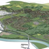 An artist's impression of how the huge Dewsbury Riverside development might look when it is completed