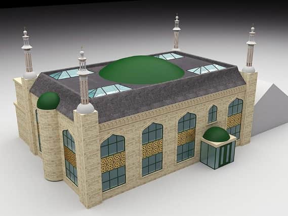 An artist's impression of the extended Mohaddis E Azam Education Centre and Masjid E Madani on Ravenshouse Road at Dewsbury Moor