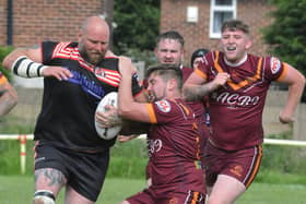 Dewsbury Moor Maroons go on the attack in their National Conference game against Normanton Knights. Picture: Rob Hare