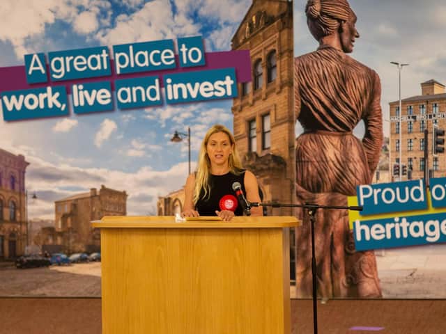 Kim Leadbeater gives her acceptance speech after winning the Batley and Spen by-election