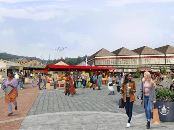 An artist's impression of the revamped Dewsbury Market, one of the projects that forms the Blueprint regeneration scheme