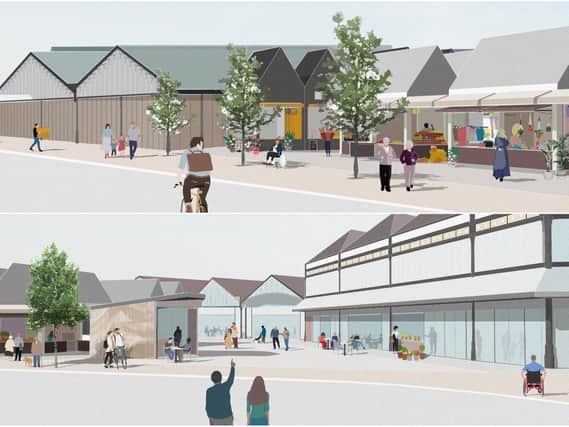 An artist’s impression of how a revamped Dewsbury Market might look. (Image: BDP)