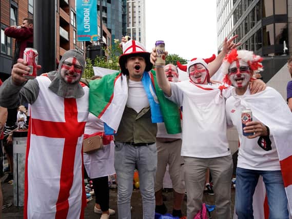 England fans: Cheering on their team outside Wembley. Photo: Getty Images
