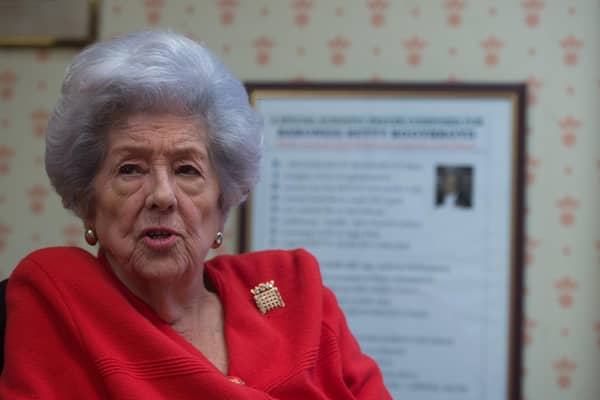Picture James Hardisty.
Former speaker of the House of Commons Baroness Betty Boothroyd, in her office at Westminster, London.