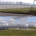 A photo montage of the proposed Amazon warehouse from the A58 Halifax Road. (Image: FPCR Environment & Design)