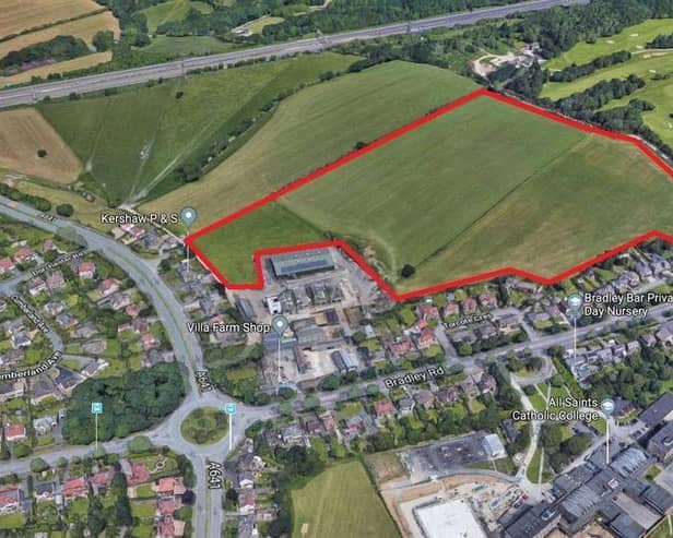 The site of a proposed 270-home estate near Bradley Villa Farm in Huddersfield