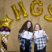 Students celebrate their A-level results at Heckmondwike Grammar School