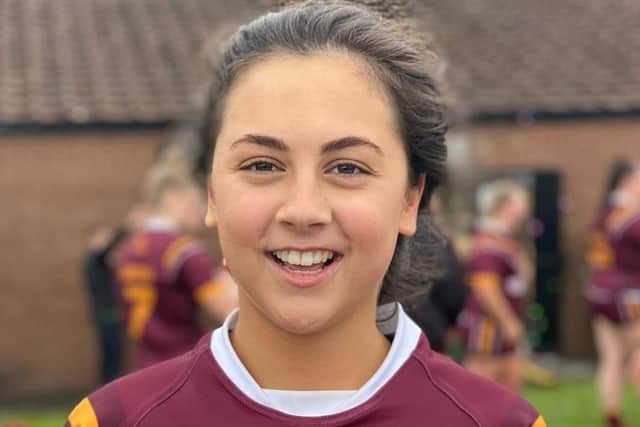 Lacie Bruines, winner of the player of the match for Dewsbury Moor Ladies in the Women's RFL League Cup final.