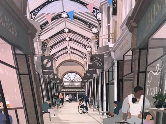 An artist's impression of the restoration of The Arcade in Dewsbury
