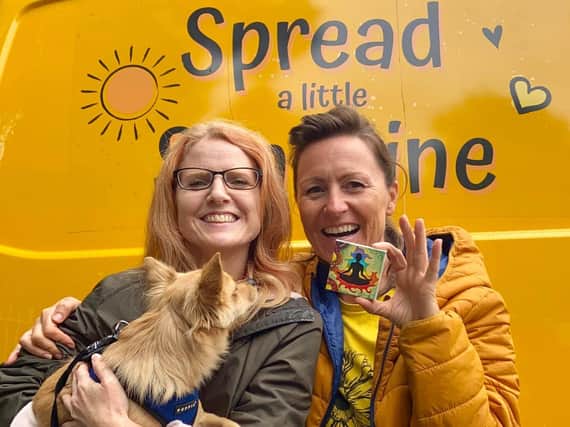 Lifestyle coach Kelly Williams is on an 874-mile road trip around the UK in a bright yellow van spreading a little happiness.