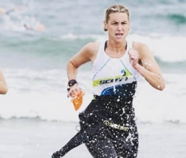Making a splash: Amy Walker on her way to qualifying for the World and European Age group Triathlon and Aquathlon Chamopionships.