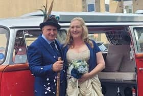 Elaine Holroyd with her husband Chris on their wedding day