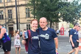 James Catling and his partner Amy at the Sheffield half marathon