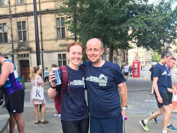 James Catling and his partner Amy at the Sheffield half marathon
