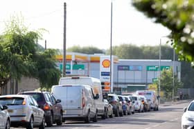 Long queues for fuel at Shell on Bradford Road, Brighouse