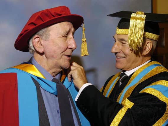 Cecil Dormand, left, with Sir Patrick Stewart