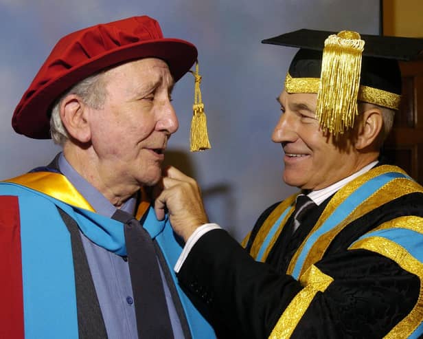 Cecil Dormand, left, with Sir Patrick Stewart