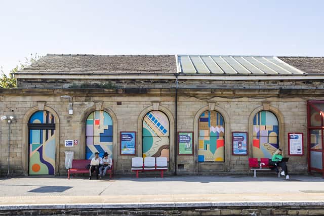 Artwork fills the 26 windows and doorways on the entrance and station platforms to welcome passengers and the public to Batley