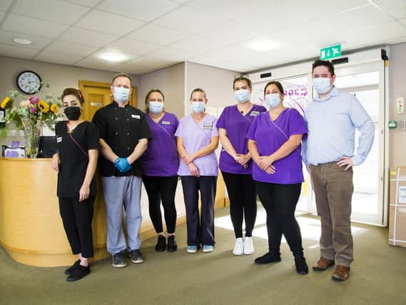 Staff at Hopton Cottage Care Home. From the left, Taiyeba Akhtar, head chef Lee Starkey, advanced care assistant Lindsey Massey, laundry operative Lynsey Holmes, senior carer Bethaney Parkinson, advanced carer Chelsea Coates and finance director Rory Martin.