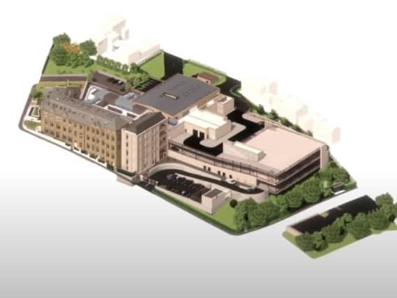 A design for what will be West Yorkshire Police’s new district headquarters for Kirklees on the former Kirklees College site in Dewsbury