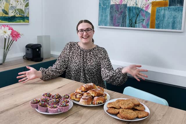 Faith’s Abigail Henderson with the 30 items she baked