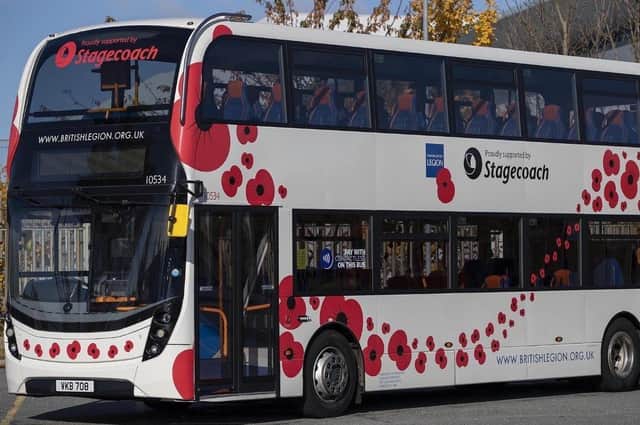 Free travel will be available for veterans and military personnel on all Stagecoach operated bus and tram services on November 11 and Remembrance Sunday