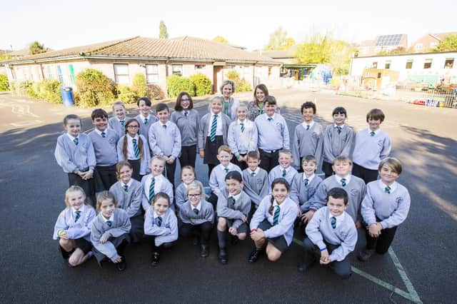 Class five at Gomersal St Mary's Primary School, with teachers Cindy Sheard, left, and Kirsty Hemingway