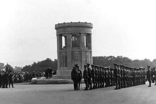 DEWSBURY CENOTAPH: The unveiling of one of the largest war memorials in the country by Lieutenant General Sir Walter Braithwaite, at Crow Nest Park, 1914.