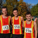 Spenborough AC’s Tom Dart, Edward Revell, Joe Sagar and Simon Bolland at the second West Yorkshire Cross Country League event of the season at Nunroyd Park. Picture: Dave Woodhead from Woodentops