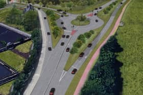 An artist’s impression of how the Cooper Bridge roundabout near Huddersfield could look after a major remodelling designed to cut congestion at the notorious bottleneck
