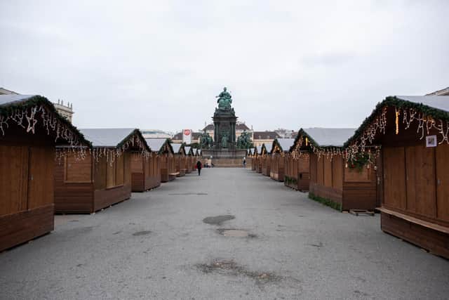 AUSTRIA LOCKDOWN: Closed Christmas market stalls. Photo: Getty Images