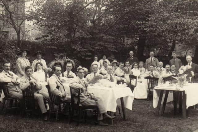 WOUNDED SOLDIERS: A garden party in Dewsbury to entertain the soldiers being treated at Staincliffe Hospital. Photograph kindly loaned by Christine Leveridge.