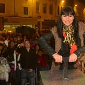 Dewsbury Christmas lights switch-on 2012. Emmerdale's Lucy Pargeter (Chas Dingle) turns on the town's Christmas lights