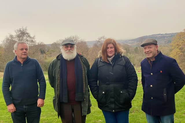 Pictured from the left are Andy Hutchinson, Graham Coates, Lindsey Coates and Shaun Maddox, of the Thornhill Mining Memorial Group