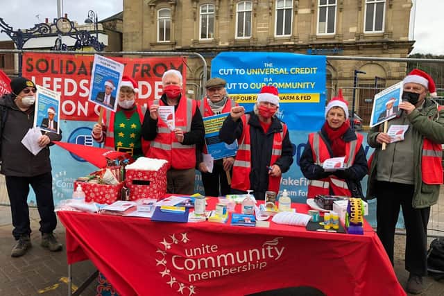 Unite Community held an event held in Dewsbury town centre on December 1 as part of its campaign to restore the £20 cut to Universal Credit