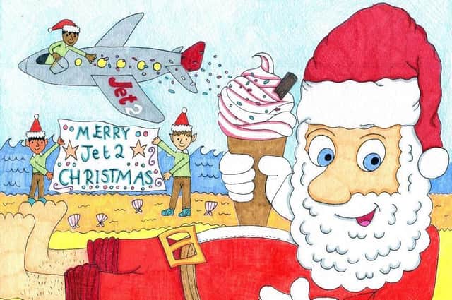 Keani Hughes' winning Christmas card design for Jet2