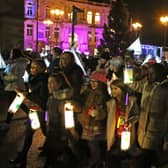 The lantern parade at Dewsbury's Christmas lights switch-on