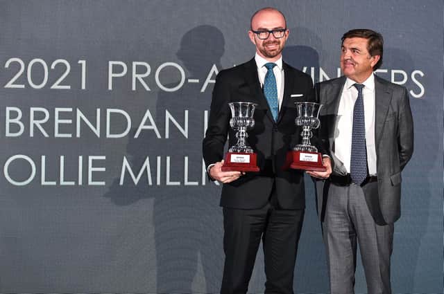 Inception Racing team manager Bas Leinders accepts trophies on behalf of on behalf of drivers Brendan Iribe, Ollie Millroy, Nick Moss and Joe Osborne at the GT Sport 2021 Awards Ceremony. Picture: Optimum Motorsport